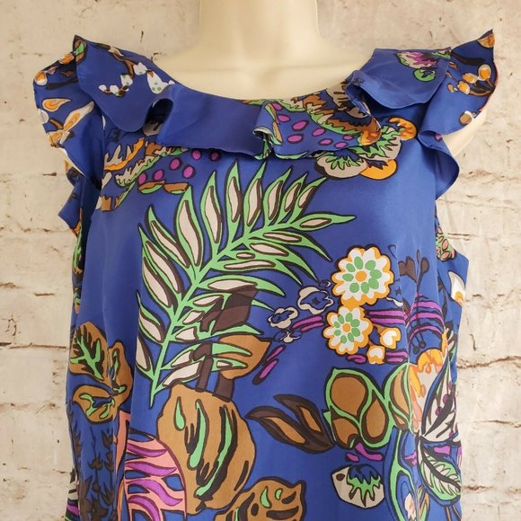 JCrew Ruffle Dress in Tropical Floral Sz 2 F3884 - Picture 3 of 6